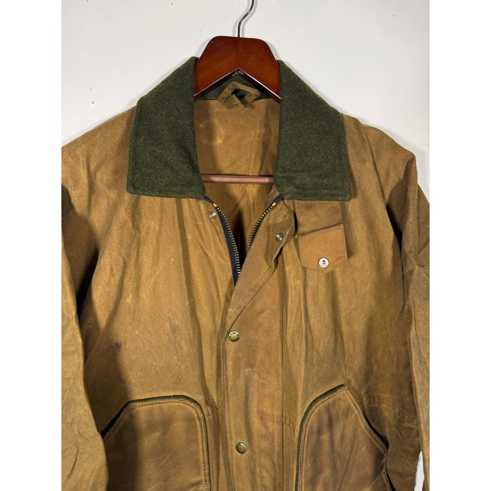 Filson Tin Cloth Field Jacket Mens Tan Waxed Canvas Hunting Work Coat Large